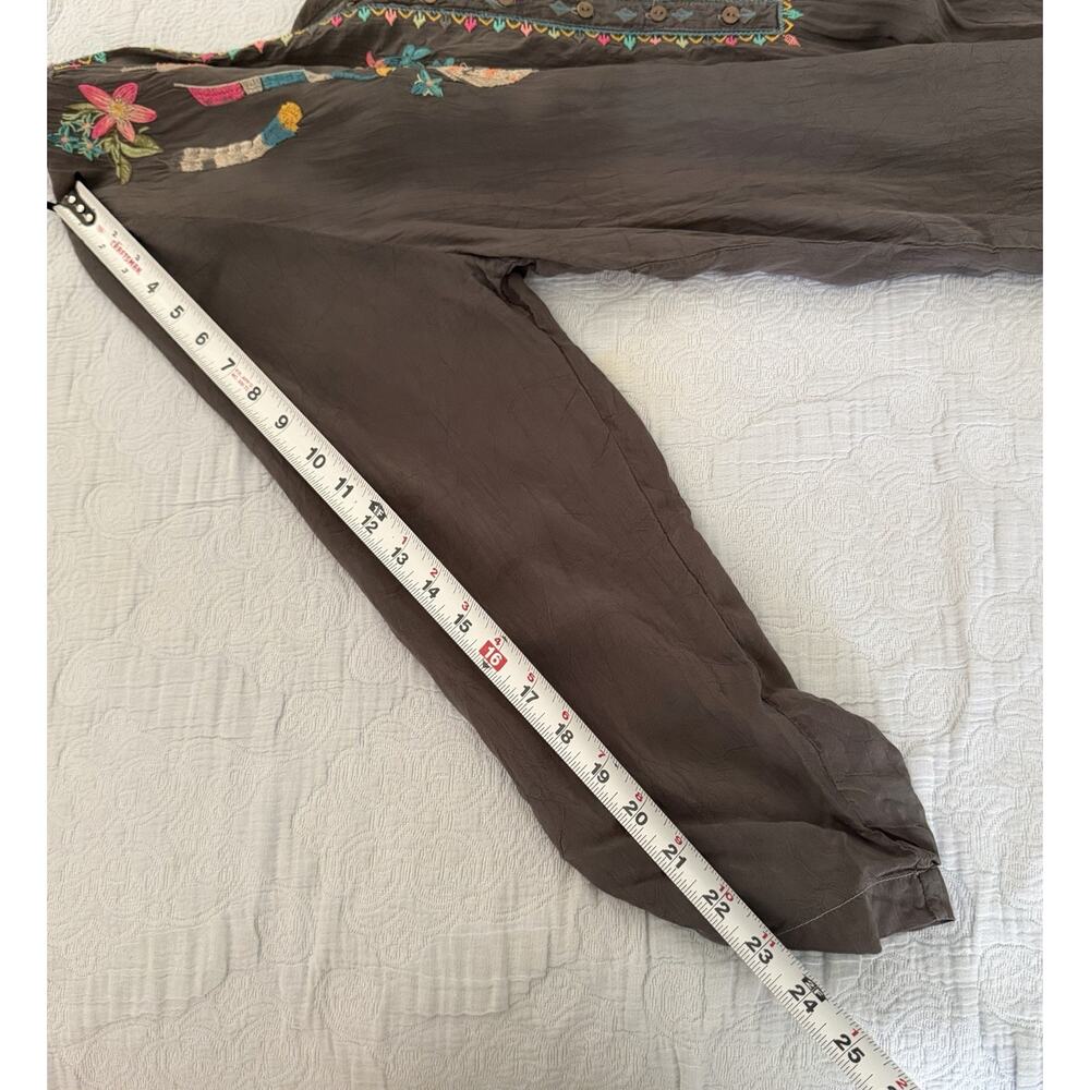Johnny Was Tunic Shirt Dress Grey Feather Embroidered Pastel‎ Boho Sz XL - Picture 8 of 8